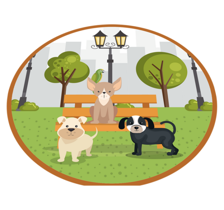 Dogs in park animal vinyl carpet - TenStickers