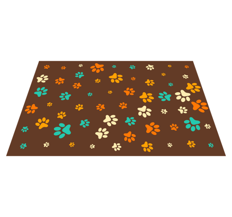 Vibrant Paw Motifs animal print vinyl carpet - TenStickers