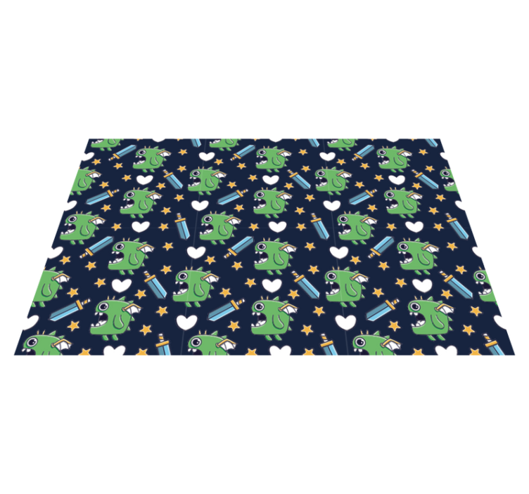 Green monsters and swords kids vinyl carpet - TenStickers