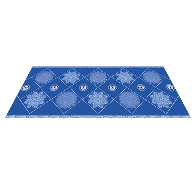 Blue floral elements bathroom vinyl carpet - TenStickers