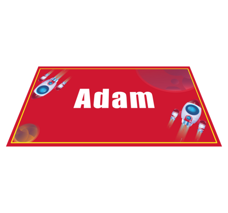 Rocket with custom name kids vinyl carpet - TenStickers
