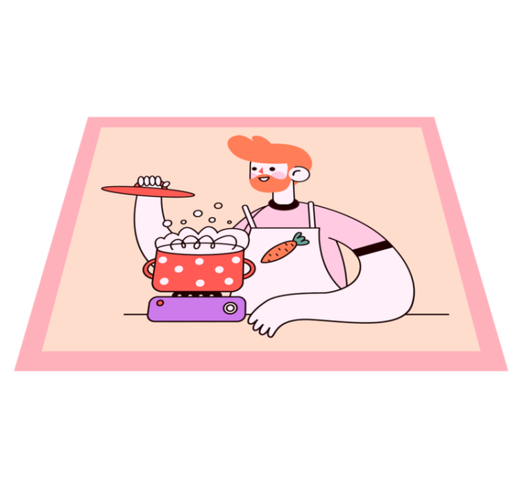 Red-haired man cooking kitchen vinyl carpet - TenStickers