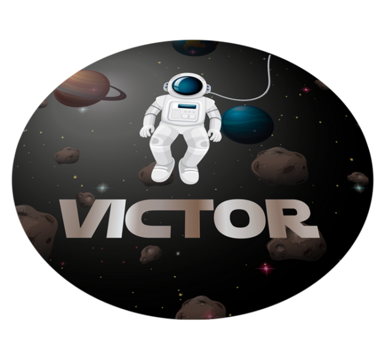 Universe astronaut with name kids vinyl carpet - TenStickers