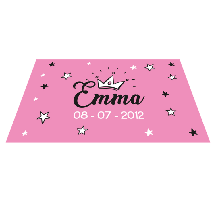 Pink design with name kids vinyl carpet - TenStickers