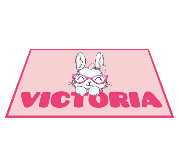 Bunny with glasses and name kids vinyl carpet - TenStickers