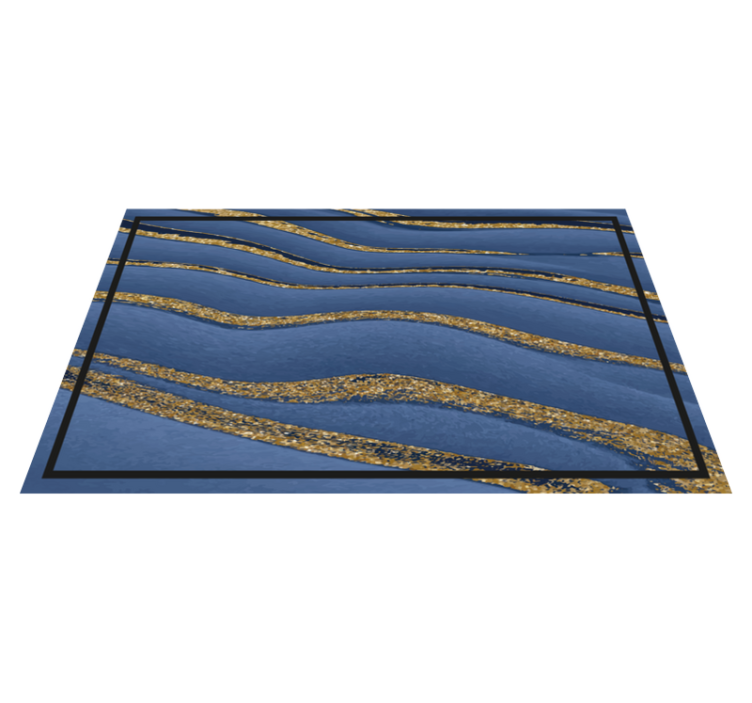 Blue and golden waves marble vinyl carpet - TenStickers
