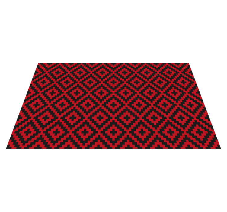 Red patterned geometry dining room vinyl carpet - TenStickers