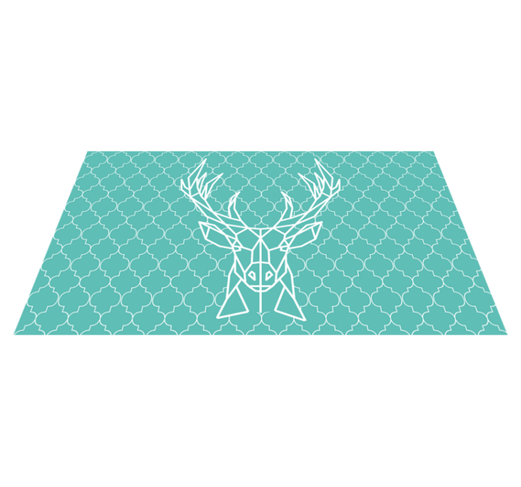 Turquoise origami stag animal vinyl carpet - TenStickers