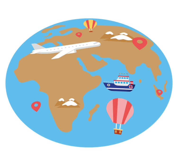 Travel Inspired Adventure world map vinyl carpet - TenStickers