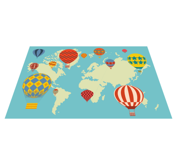 Colorful hot air balloons world map vinyl carpet - TenStickers