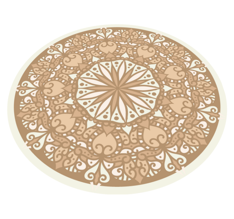 Circular beige mandala mosaic mandala vinyl rug - TenStickers