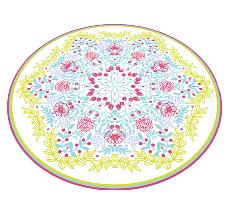 Botanical blue and pink motif mandala vinyl carpet - TenStickers