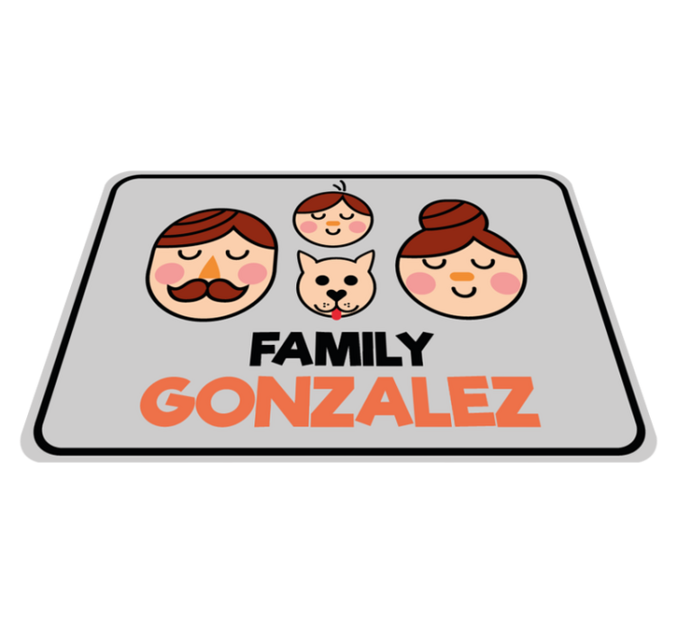 Personalized Family Illustration custom vinyl carpet - TenStickers