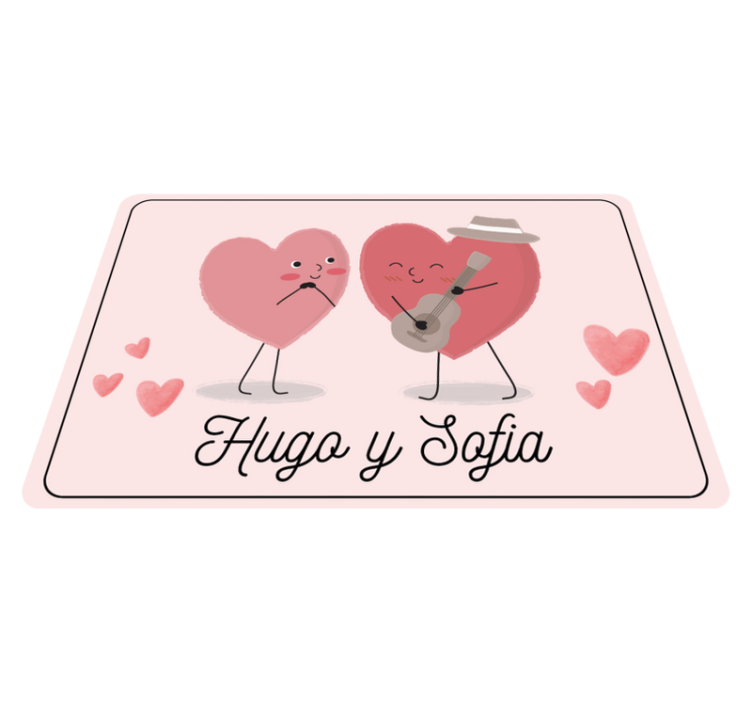 Duo hearts with name bedroom vinyl carpet - TenStickers