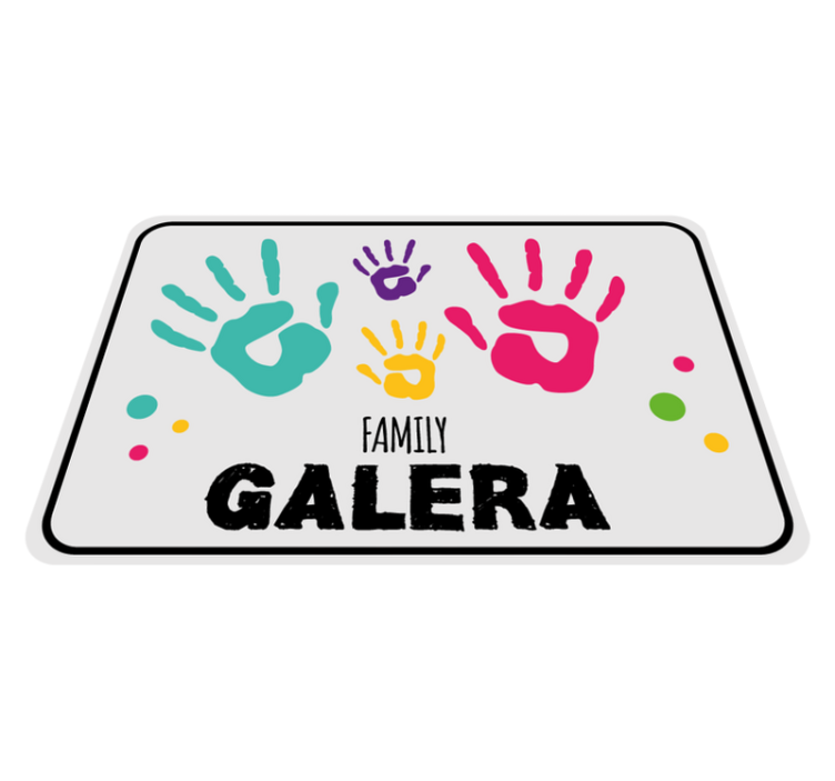 Handprints with family name entrance hall vinyl carpet - TenStickers
