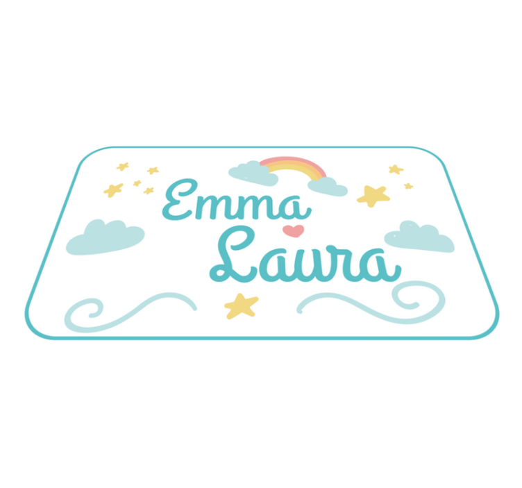 Double name with rainbow kids vinyl carpet - TenStickers