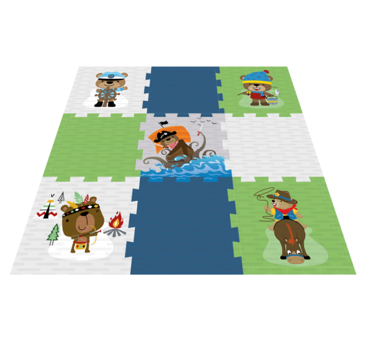 Cute bear adventure kids vinyl carpet - TenStickers