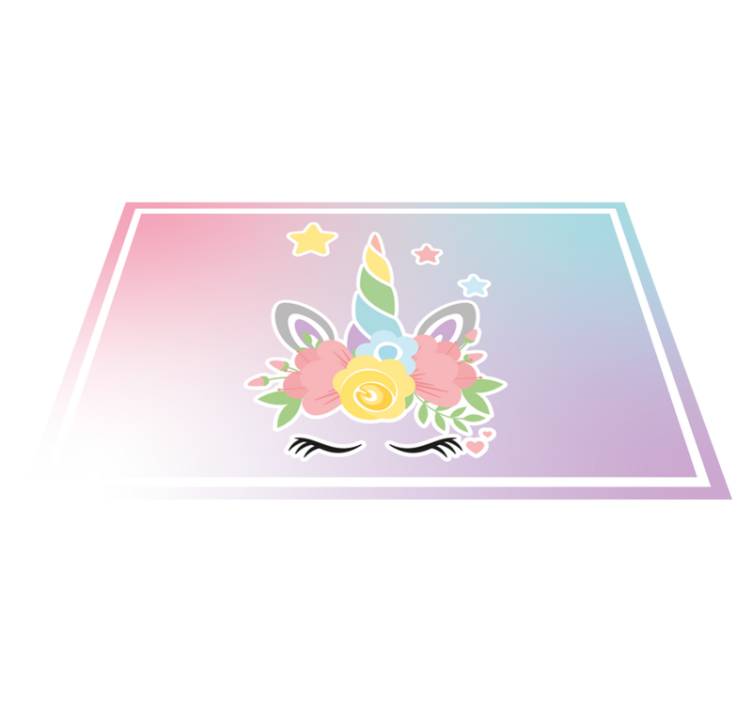 Unicorn Floral Charm kids vinyl carpet - TenStickers