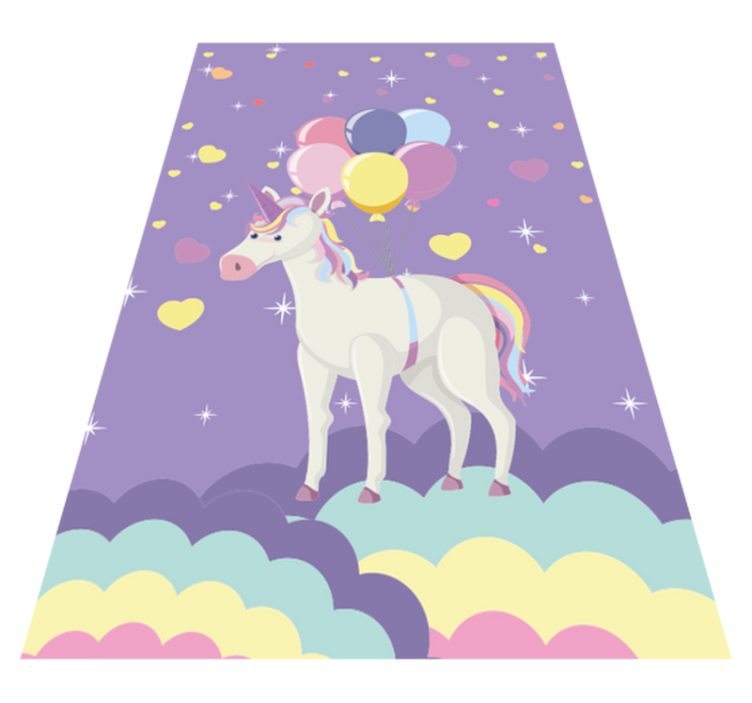 Purple unicorns balloons kids vinyl carpet - TenStickers