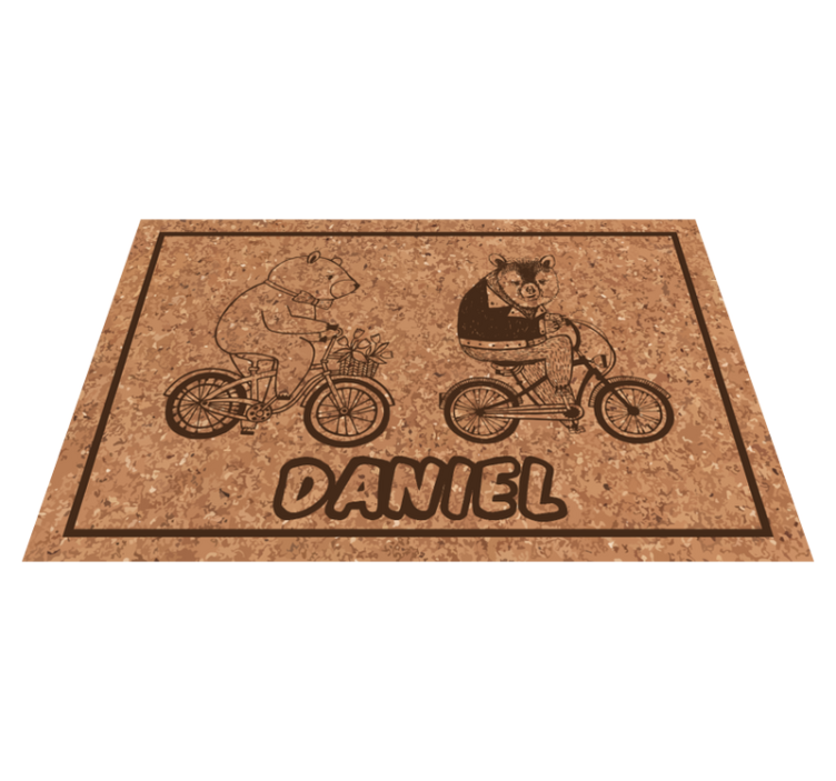 Bicycling bears with name kids vinyl carpet - TenStickers