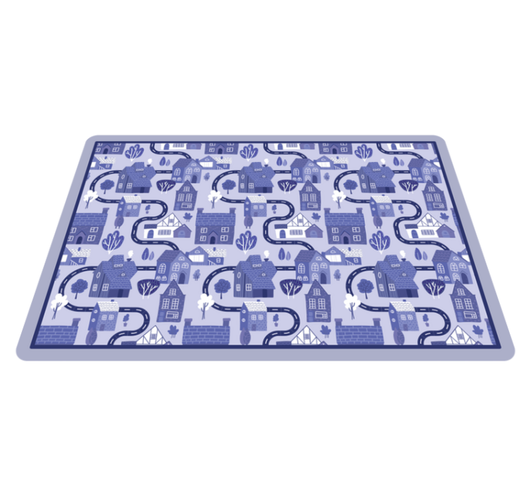 Blue townscape design road vinyl carpet - TenStickers