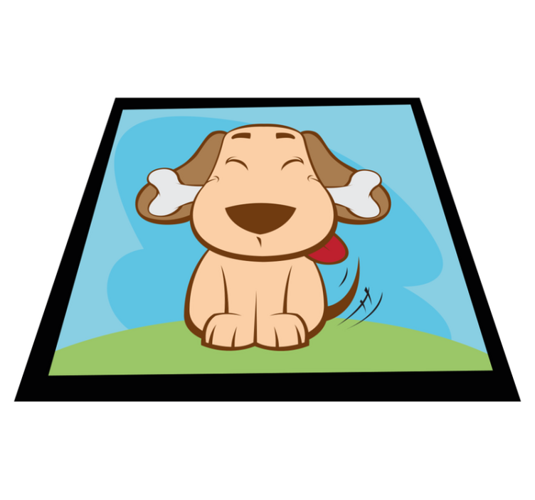 Happy dog with bone animal vinyl carpet - TenStickers