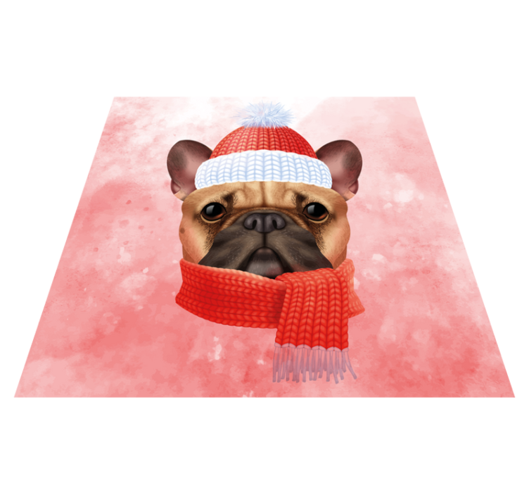 French bulldog winter animal vinyl carpet - TenStickers