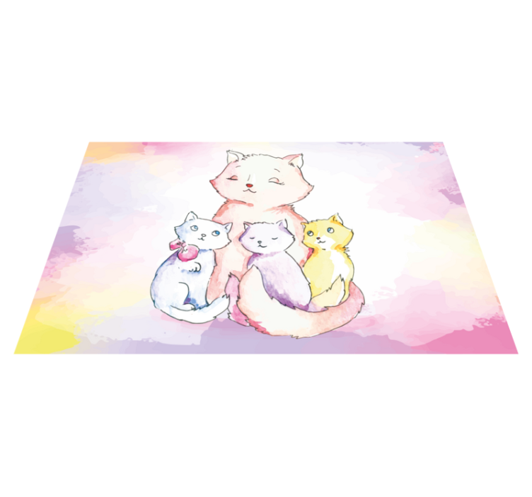 Cute Cat Family nursery vinyl carpet - TenStickers