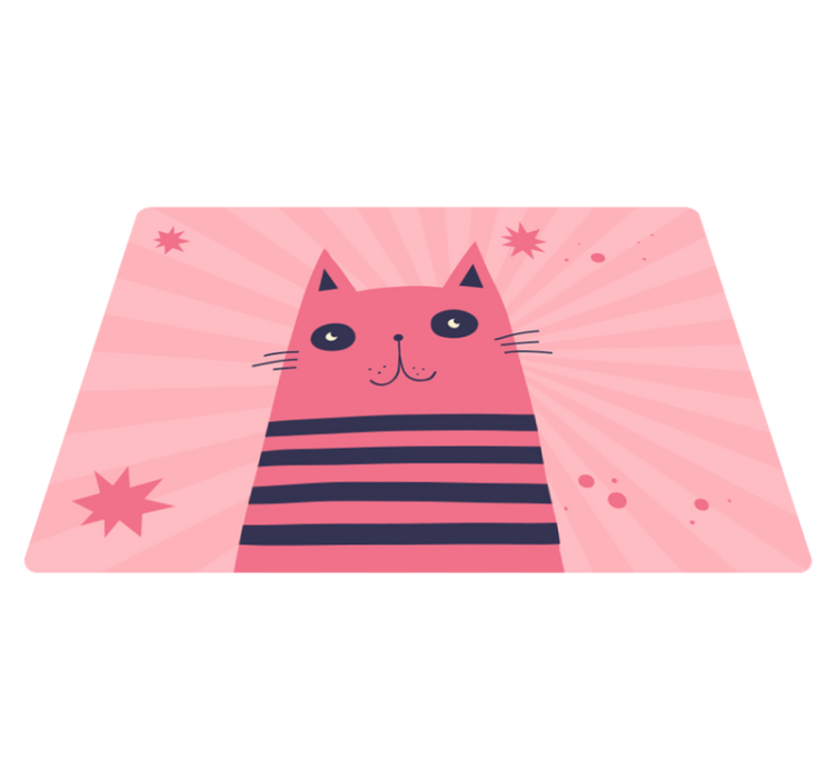 Pink cat illustration kids vinyl carpet - TenStickers