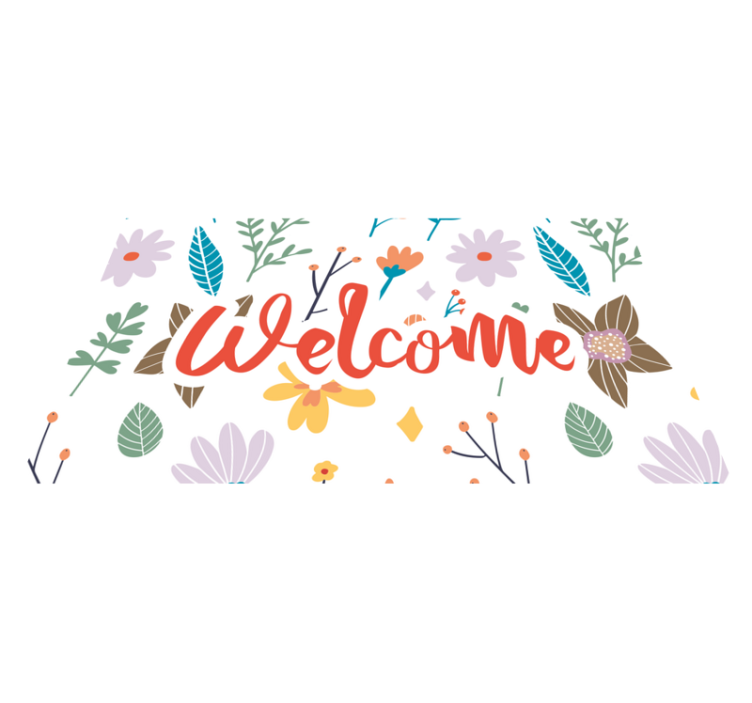 Welcome flower design entrance hall vinyl carpet - TenStickers
