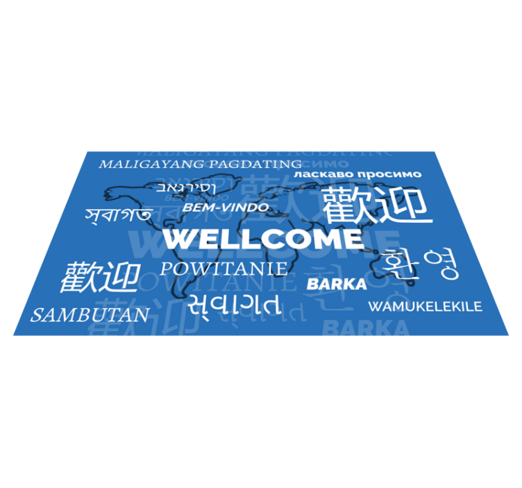 Welcome in different languages world map vinyl carpet - TenStickers