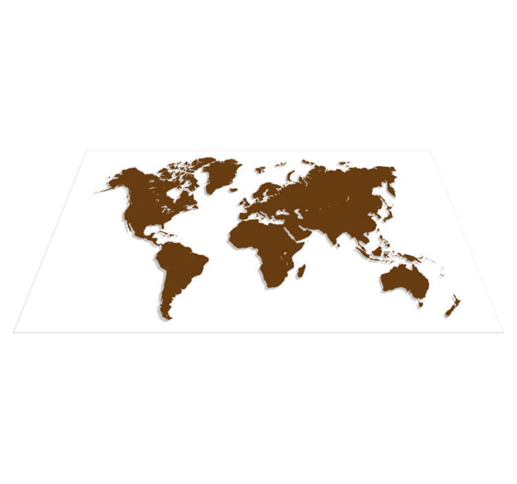 Brown outline and white background world map vinyl carpet - TenStickers