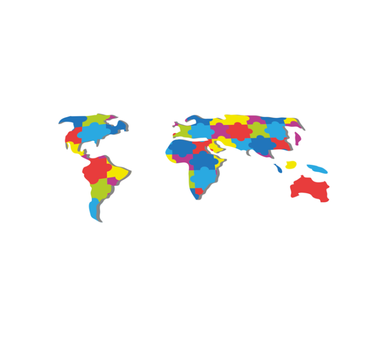 Colorful worldwide design world map vinyl carpet - TenStickers