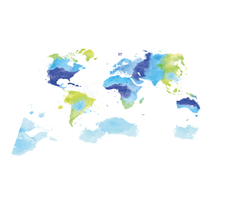 Blue and green aquarella world map vinyl carpet - TenStickers