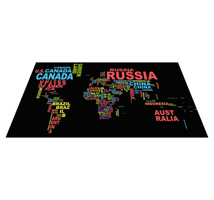 Countries typography world map vinyl carpet - TenStickers