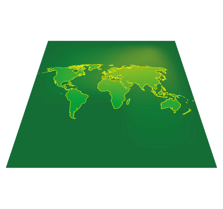 Emerald Globe Outline world map vinyl carpet - TenStickers
