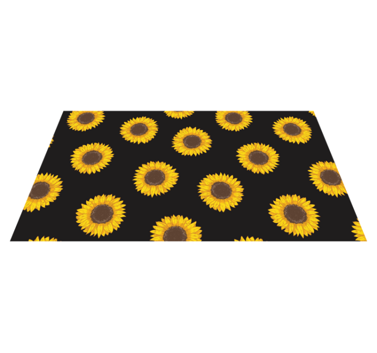 Sun flower black background floral rug - TenStickers