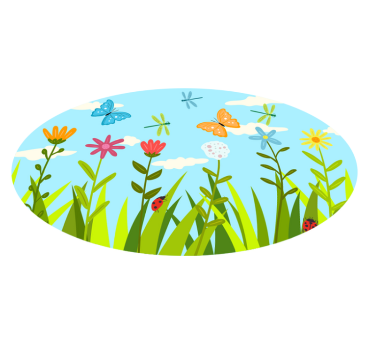 Floral vinyl carpet in a blooming garden scene - TenStickers