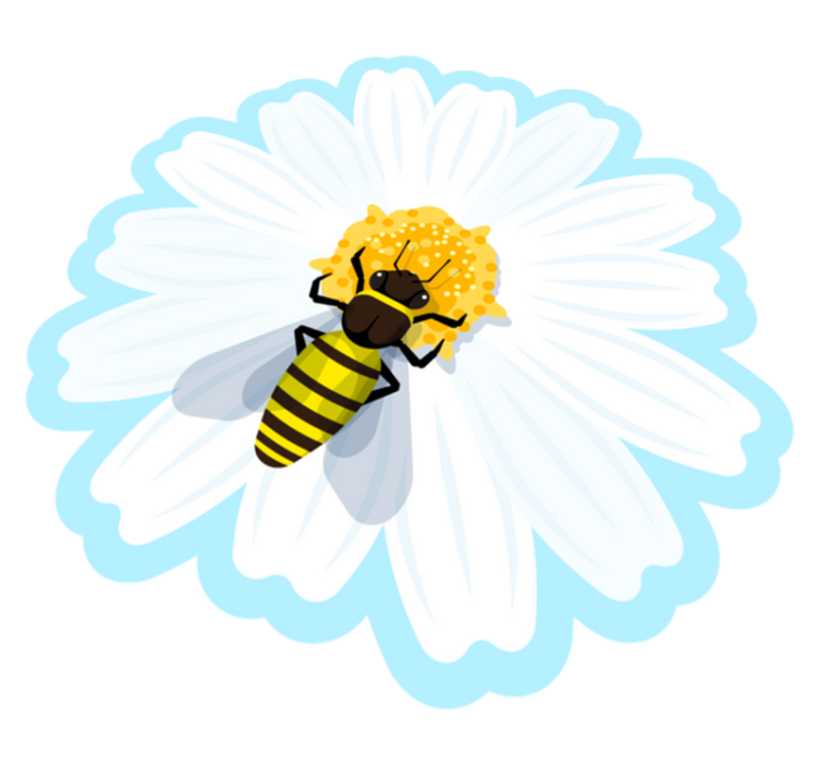 Bee On Daisy floral vinyl carpet - TenStickers