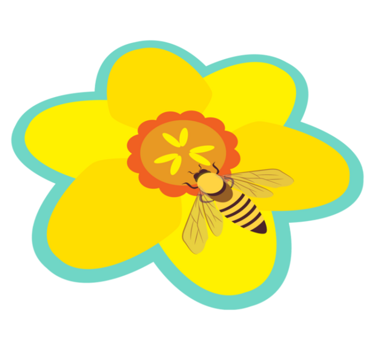 Bee on a sunflower floral vinyl carpet - TenStickers