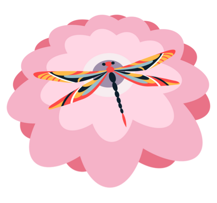 Colorful Dragonfly Centerpiece floral vinyl carpet - TenStickers
