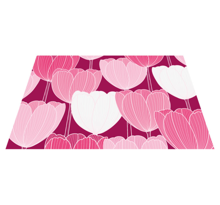Pink tulip elements floral vinyl carpet - TenStickers