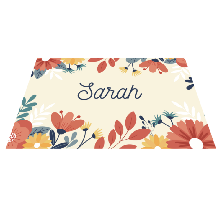Personalized Floral Name custom vinyl carpet - TenStickers