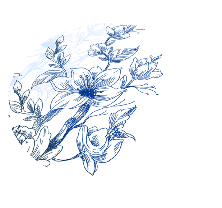 Blue botanical sketch floral vinyl carpet - TenStickers