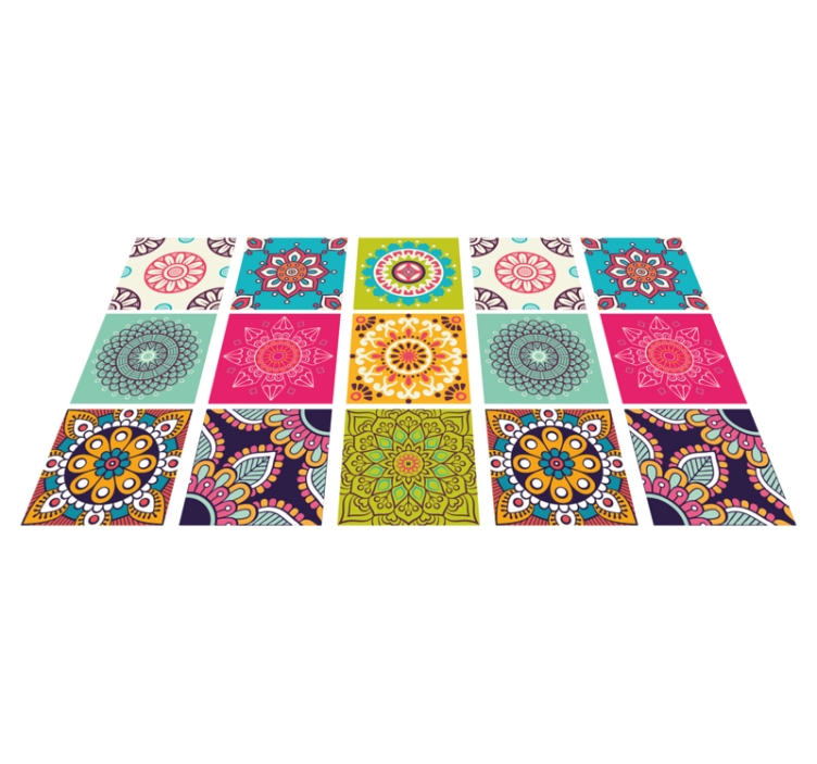 Colorful tile pattern mandala vinyl carpet - TenStickers