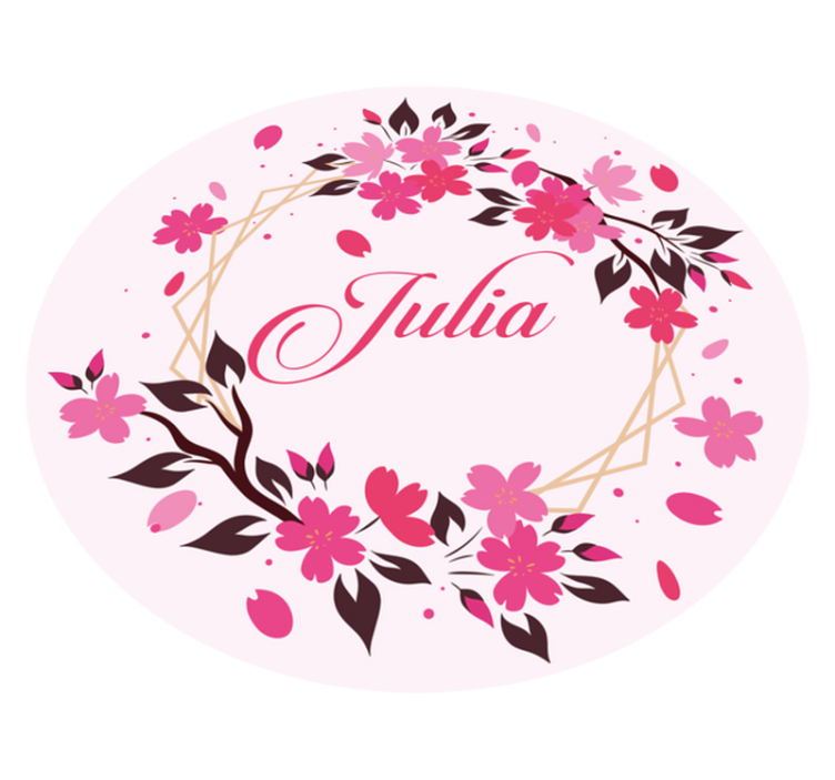 Botanical crown with name bedroom vinyl carpet - TenStickers