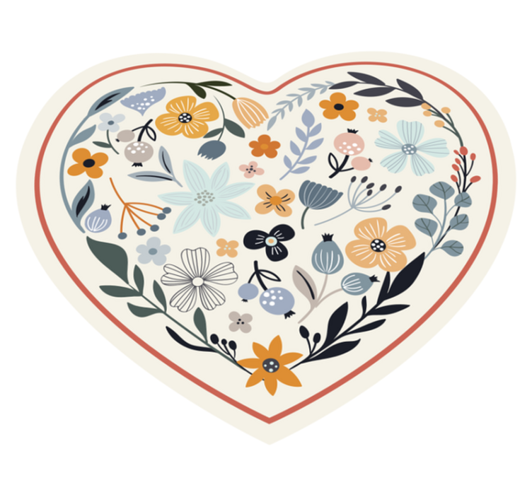 Heart Flower Composition floral vinyl carpet - TenStickers