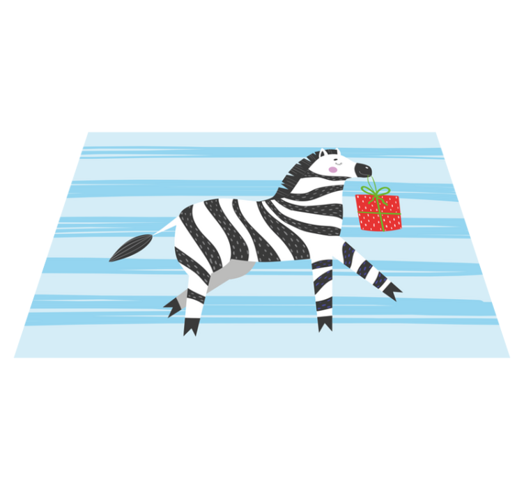 Zebra with gift animal vinyl carpet - TenStickers