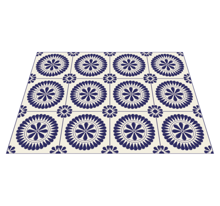 Circular floral motif mosaic vinyl carpet - TenStickers