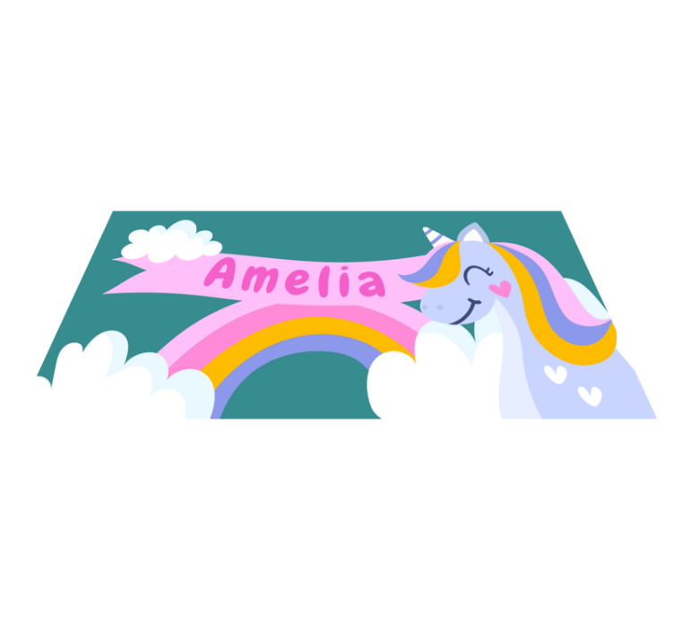 Rainbow unicorn costum kids vinyl carpet - TenStickers